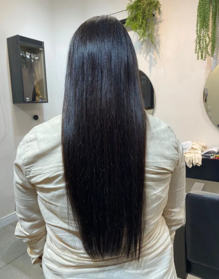 Depois da aplicação de mega hair — cliente 1